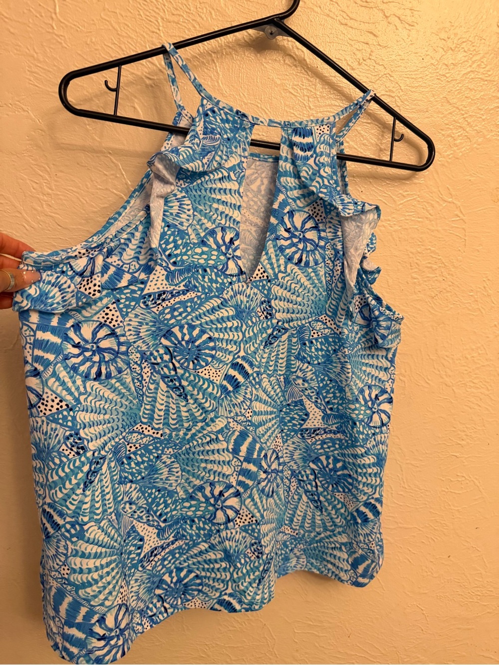 Lilly Pulitzer Aqua Blue Tropical Print Halter Camisole - Picture 6 of 7